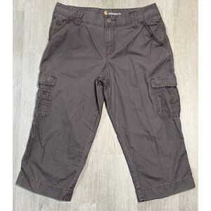 Carhartt Capri Pants Womens Size 10 Crop  (32x21) Gray Cargo Pocket Canvas
